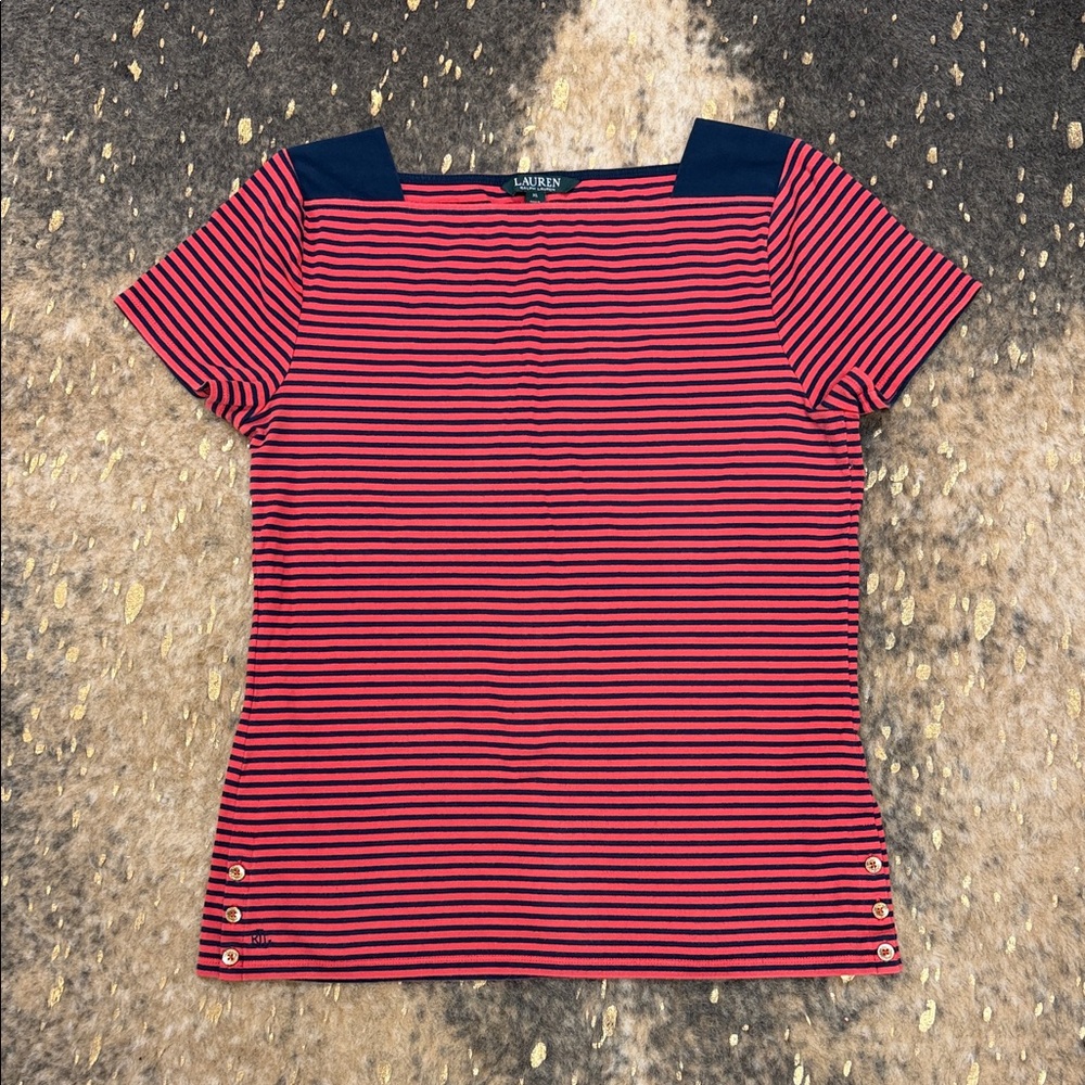 Ralph Lauren Red and Blue Striped Tee